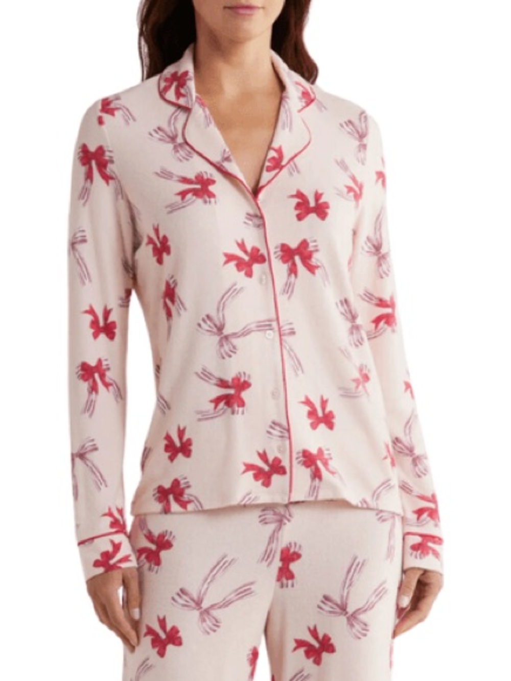 Women’s Pink Bow-Print Pajama Top – Nordstrom NWOT